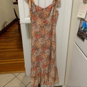 Peach/Pink Floral Midi Dress